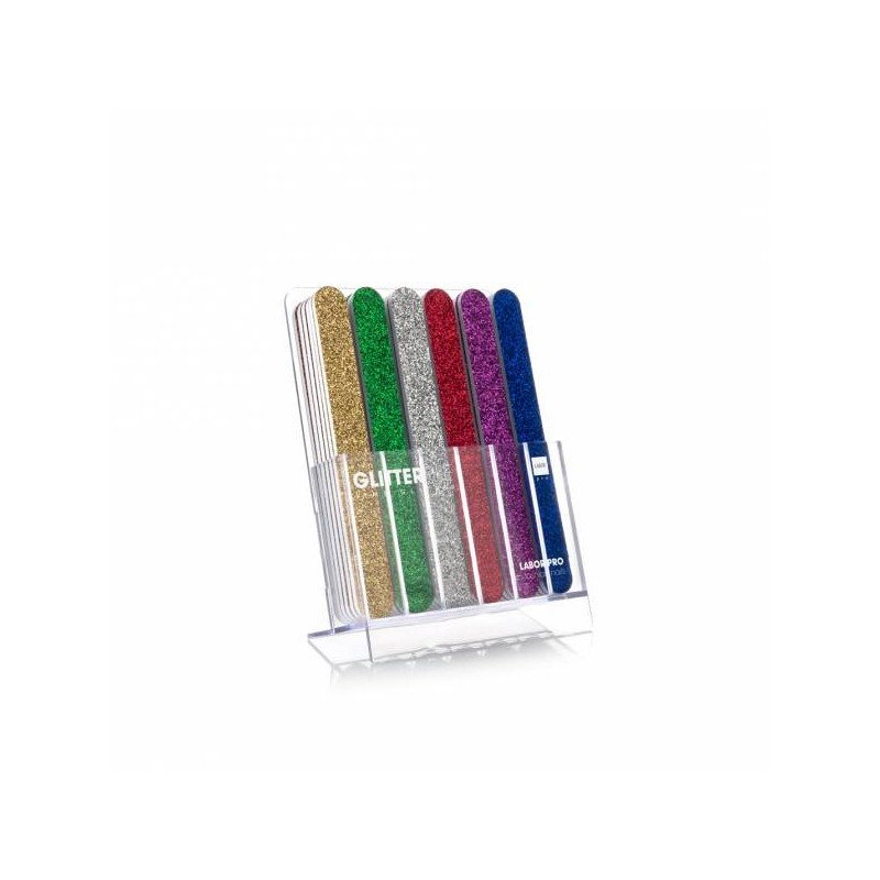 Glitter file espositore 36 lime col.assortiti